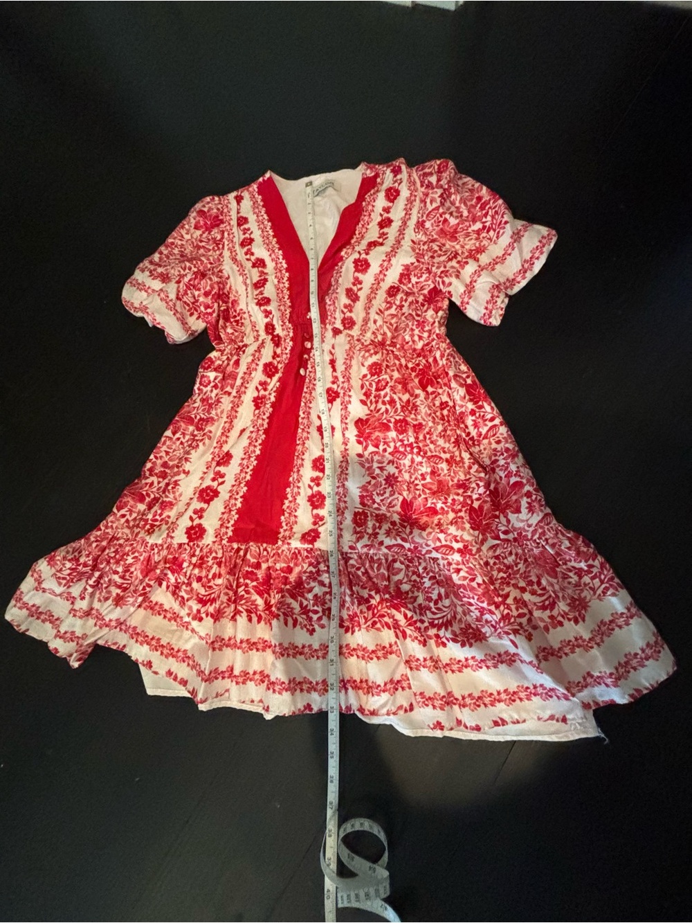 Taylor Red and White Floral Ruffled Dress - Picture 4 of 4